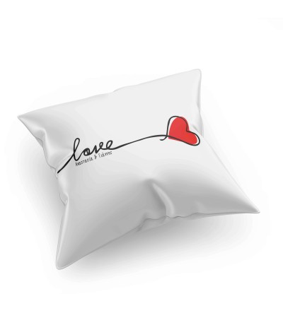 Μαξιλάρι δώρο για ερωτευμένους σε σατέν ή λινό ύφασμα "Love balloon" 40Χ40cm, με δυνατότητα προσθήκης ονόματος