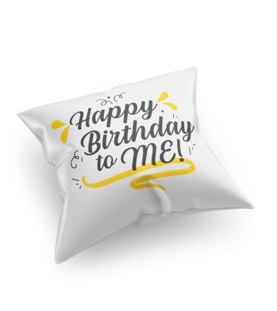 Μαξιλάρι σατέν ή λινό, δώρο γενεθλίων "Happy birthday" 40x40cm, με δυνατότητα προσθήκης ονόματος και ημερομηνίας