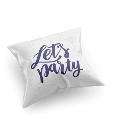 Μαξιλάρι σατέν ή λινό, δώρο για πάρτυ "Let's party" 40x40cm, με δυνατότητα προσθήκης ονόματος και ημερομηνίας