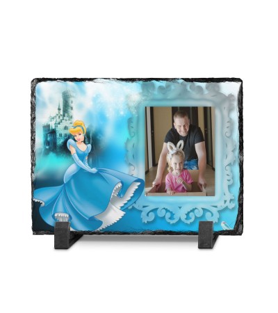 Πέτρινη κορνίζα 15Χ20cm παιδικό σχέδιο "Blue princess" με την δυνατότητα προσθήκης φωτογραφίας