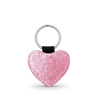 Δερμάτινο μπρελόκ καρδιά ροζ γκλίτερ με τη δική σας φωτογραφία